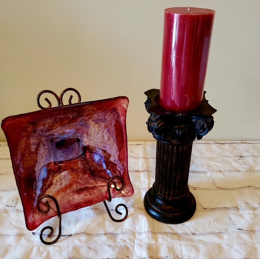 Red/Gold/Black home decor Bowl/holer and Candle holder/candle 4 pcs